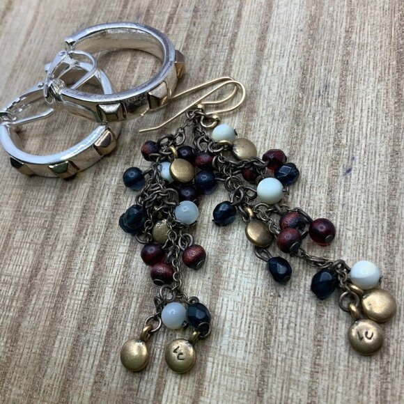 Lauran Conrad Silver Tone Hoops & Boho Dangling Bundle Earrings - Picture 1 of 9